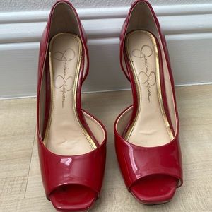 Jessica Simpson Open Toed Heels red 6.5M